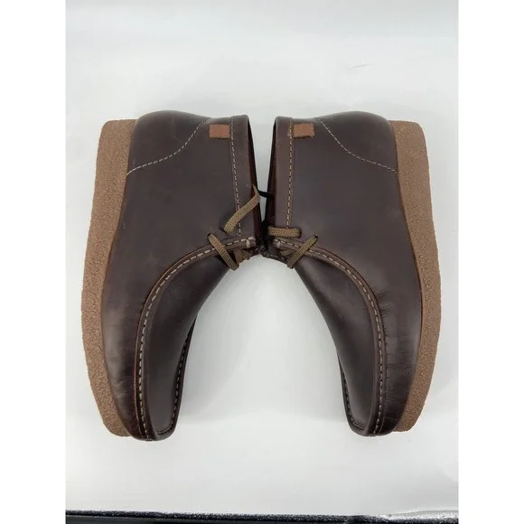 Clarks‎ Boots Mens 11 Wide Brown Shacre Leather Chukka Crepe Wallabee Beeswax